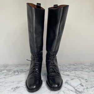 Vintage Nine West MAJESTA Black Leather Knee High Riding Boots Womens Size 8.5